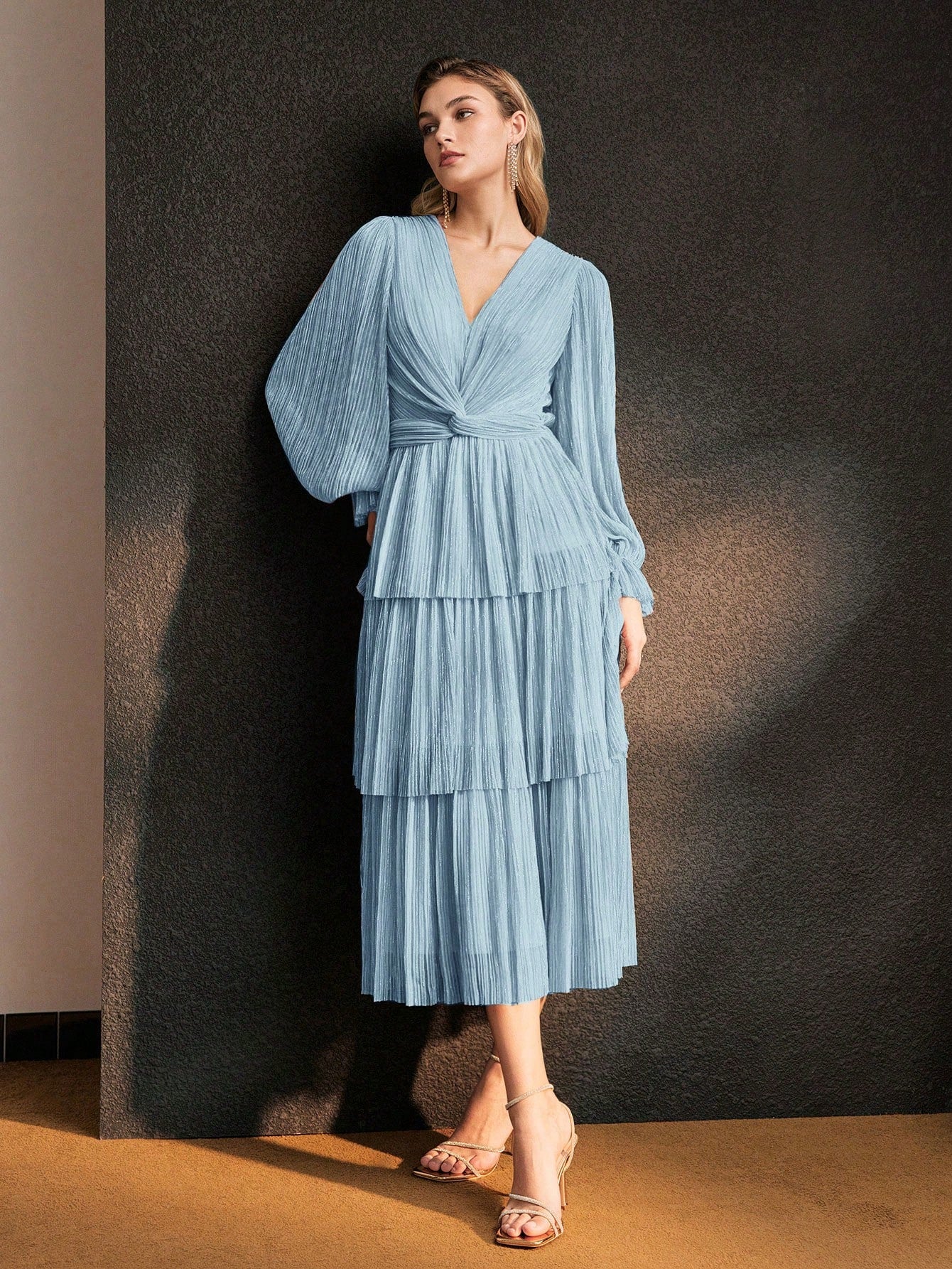 Robe Midi Cocktail à Twist Texturé