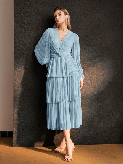 Robe Midi Cocktail à Twist Texturé