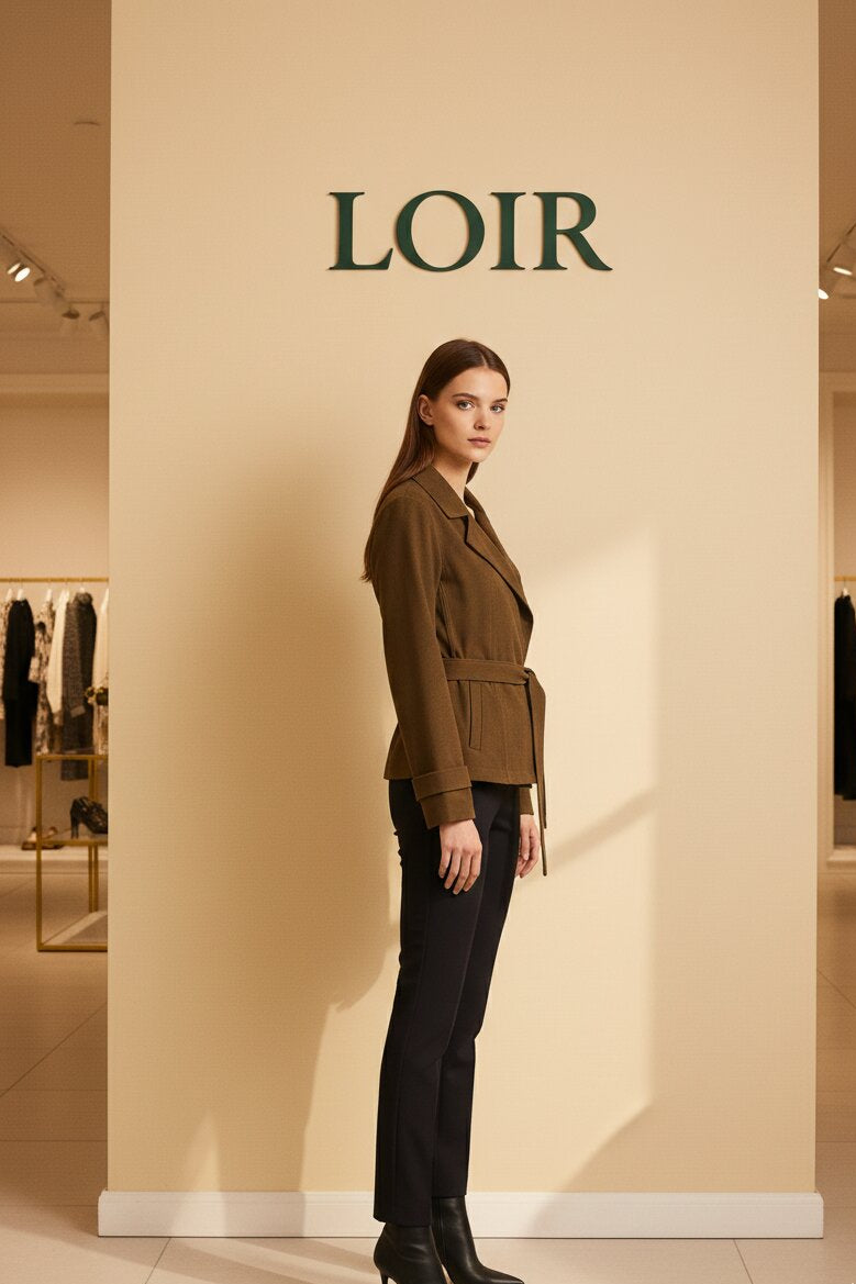 Manteau Daphné ceinturée en suède doux