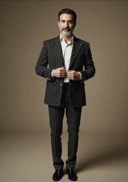 Ensemble Costume Revers Rayé