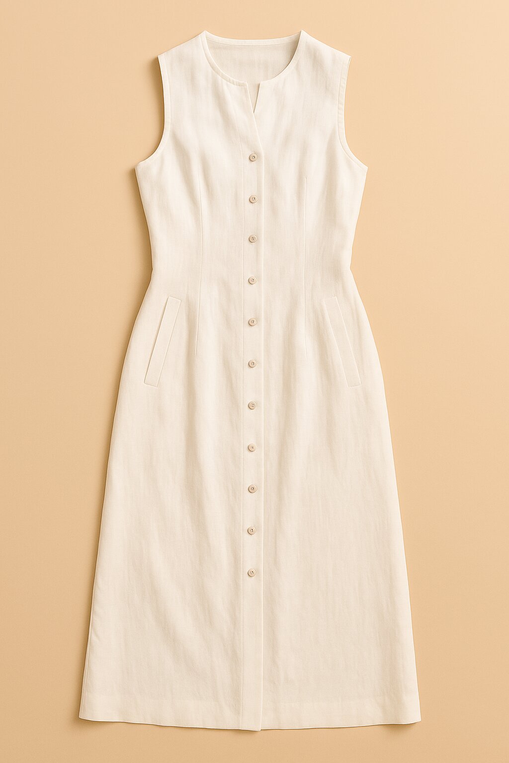 Robe Camille sans manches boutonnée en toile légère