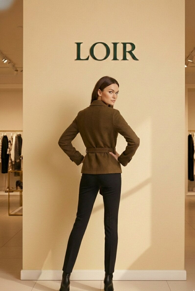 Manteau Daphné ceinturée en suède doux