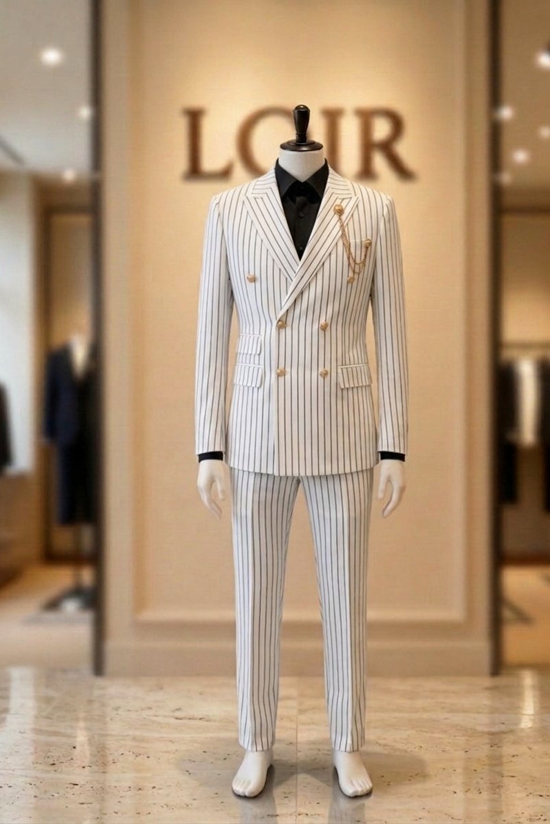 Ensemble Costume Revers Rayé