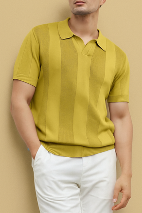 Camisa Polo Avignon em lã com textura listrada