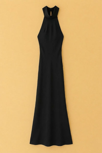 Robe Ophélie en satin drapé bleu profond