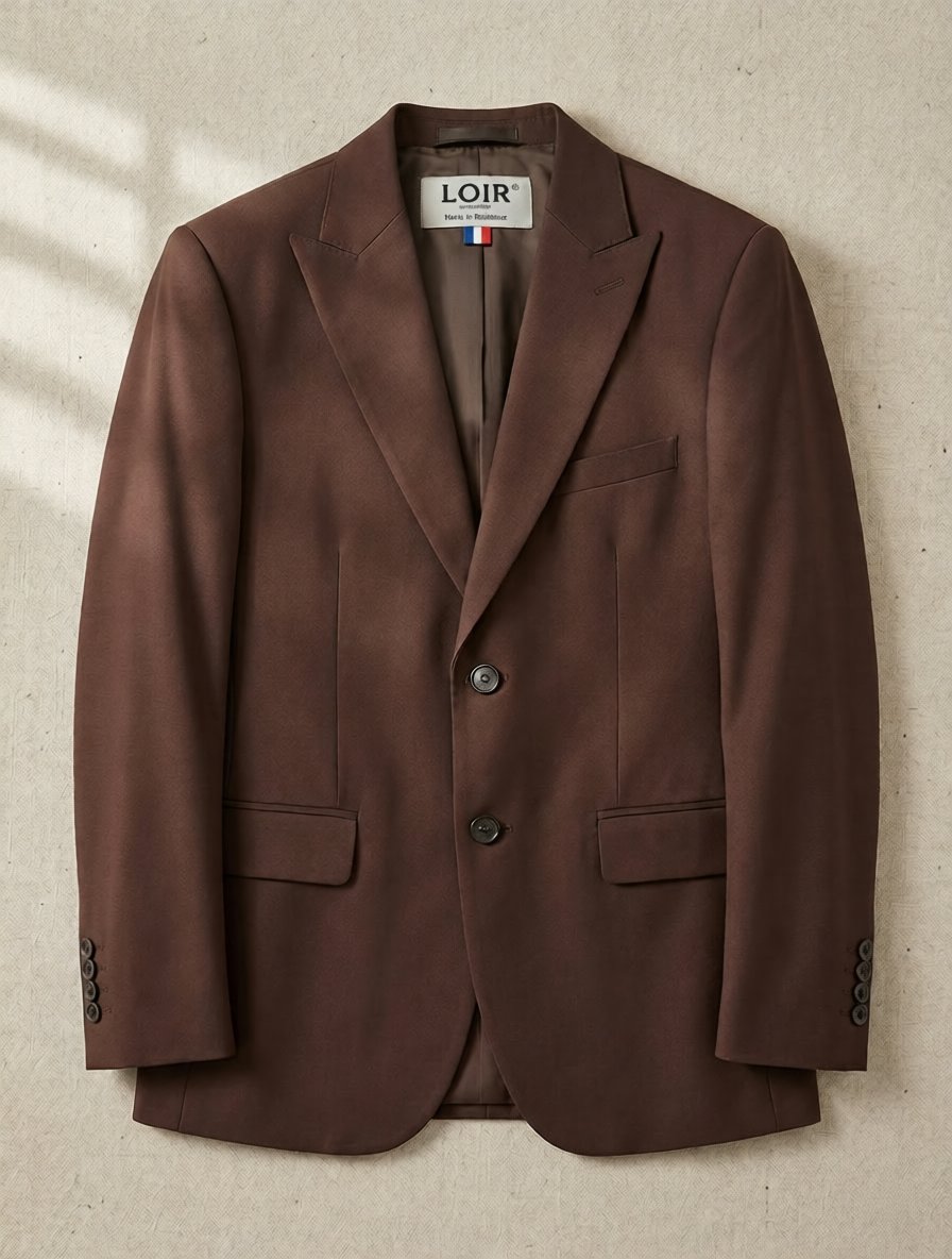 Costume Diplomate à Revers en Pointe Marron Tailoring