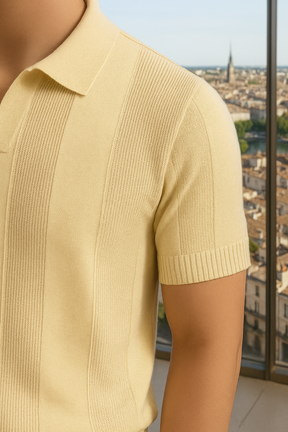 Camisa Polo Avignon em lã com textura listrada