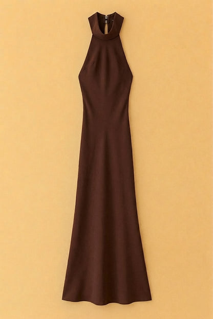 Robe Ophélie en satin drapé bleu profond