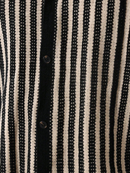 Chemise Polo Maille Crochet Rayé