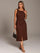 Robe en Lin à Bretelles Larges et Fente Midi