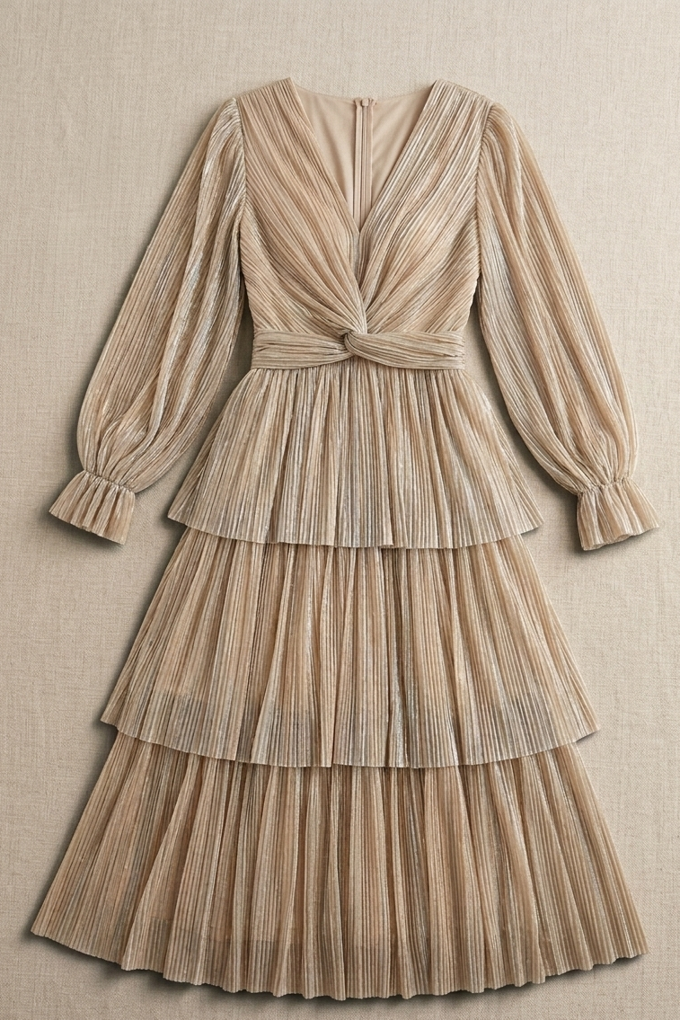 Robe Midi Cocktail à Twist Texturé