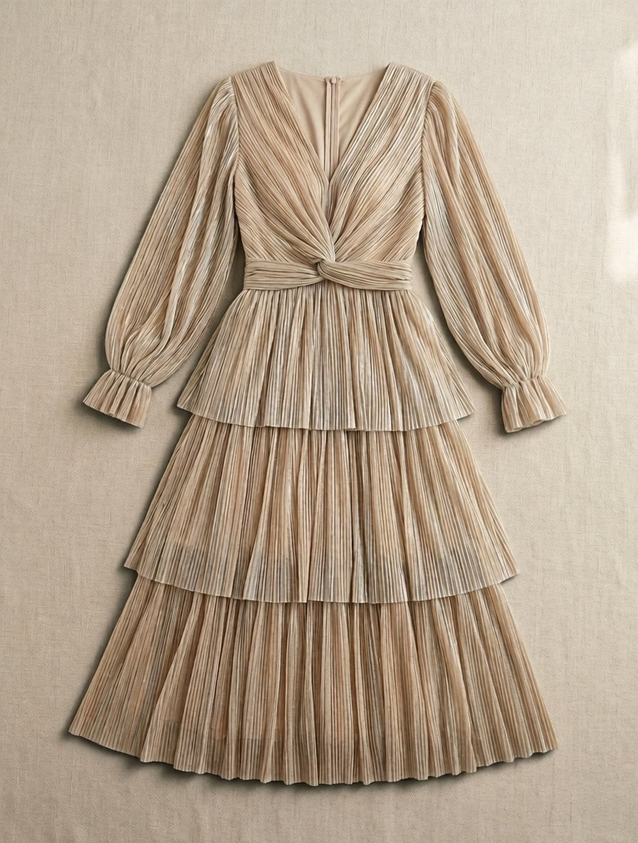 Robe Midi Cocktail à Twist Texturé