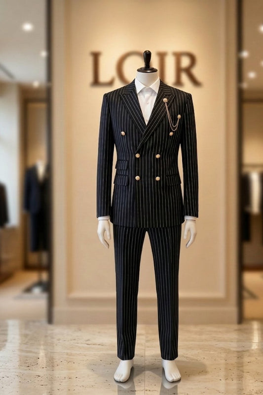 Ensemble Costume Revers Rayé