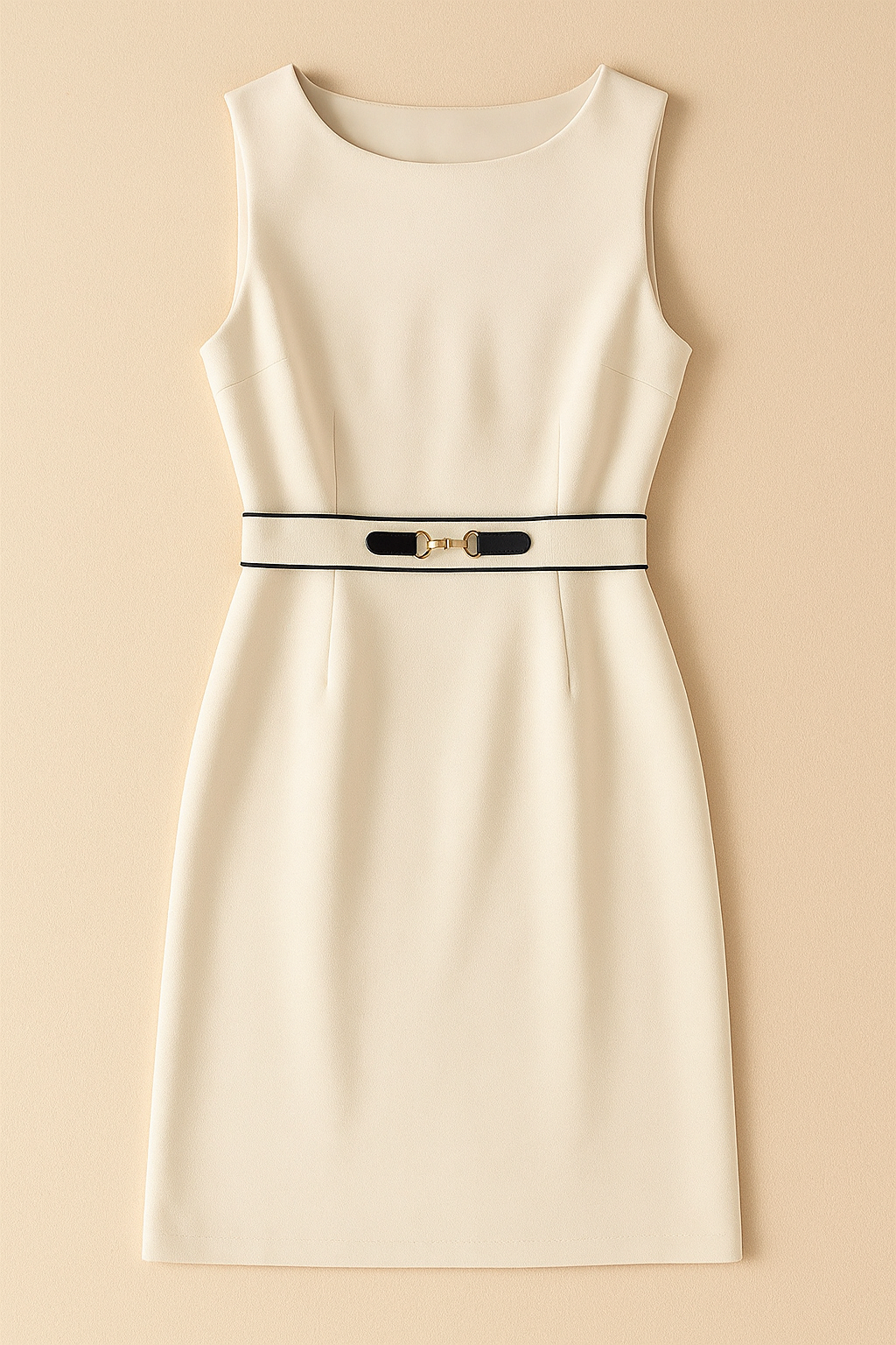 Robe Midi Chaîne Détail Piping Contrasté Noir