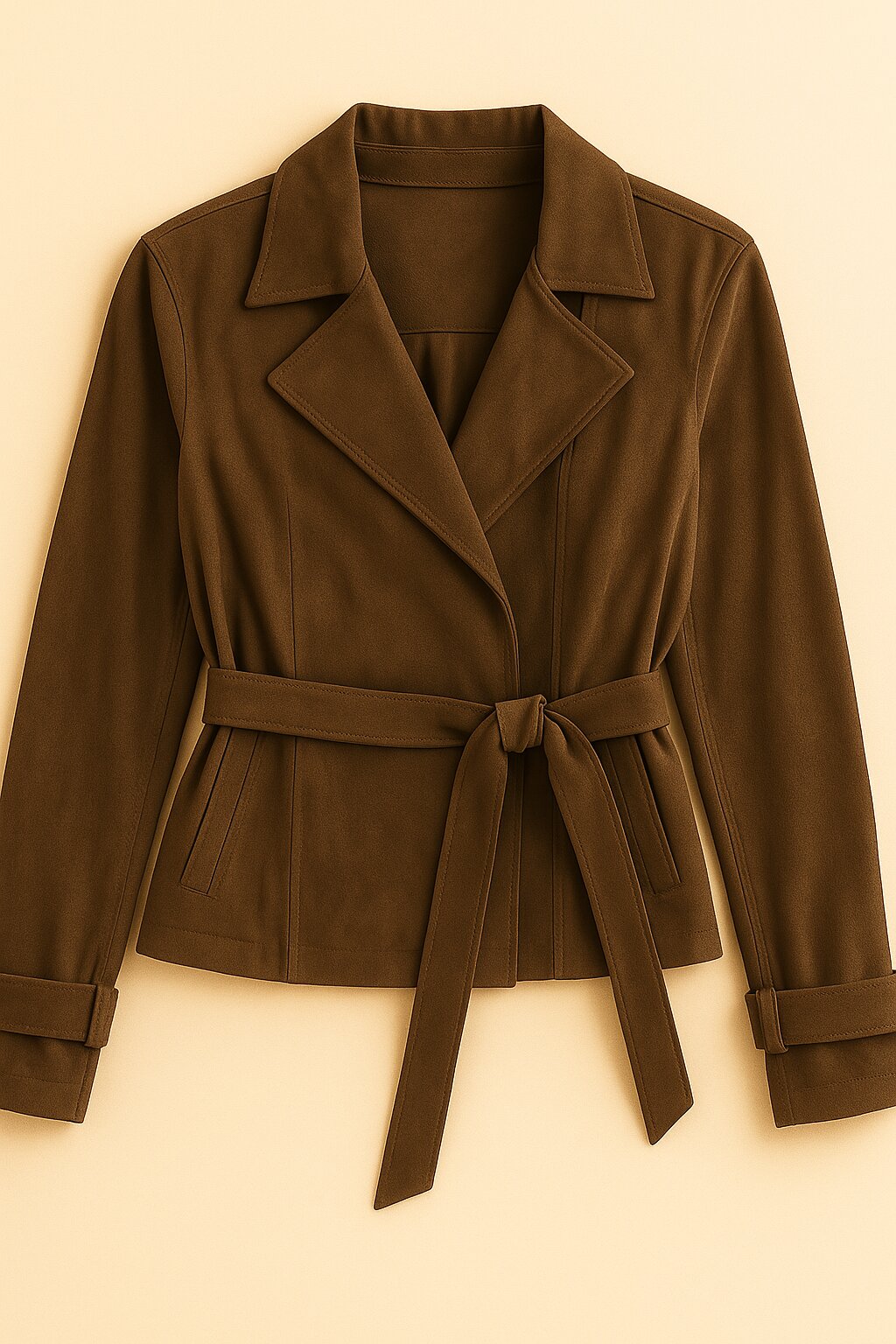 Manteau Daphné ceinturée en suède doux