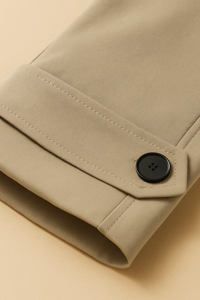 Veste Juliette style trench en sergé camel avec poches frontales