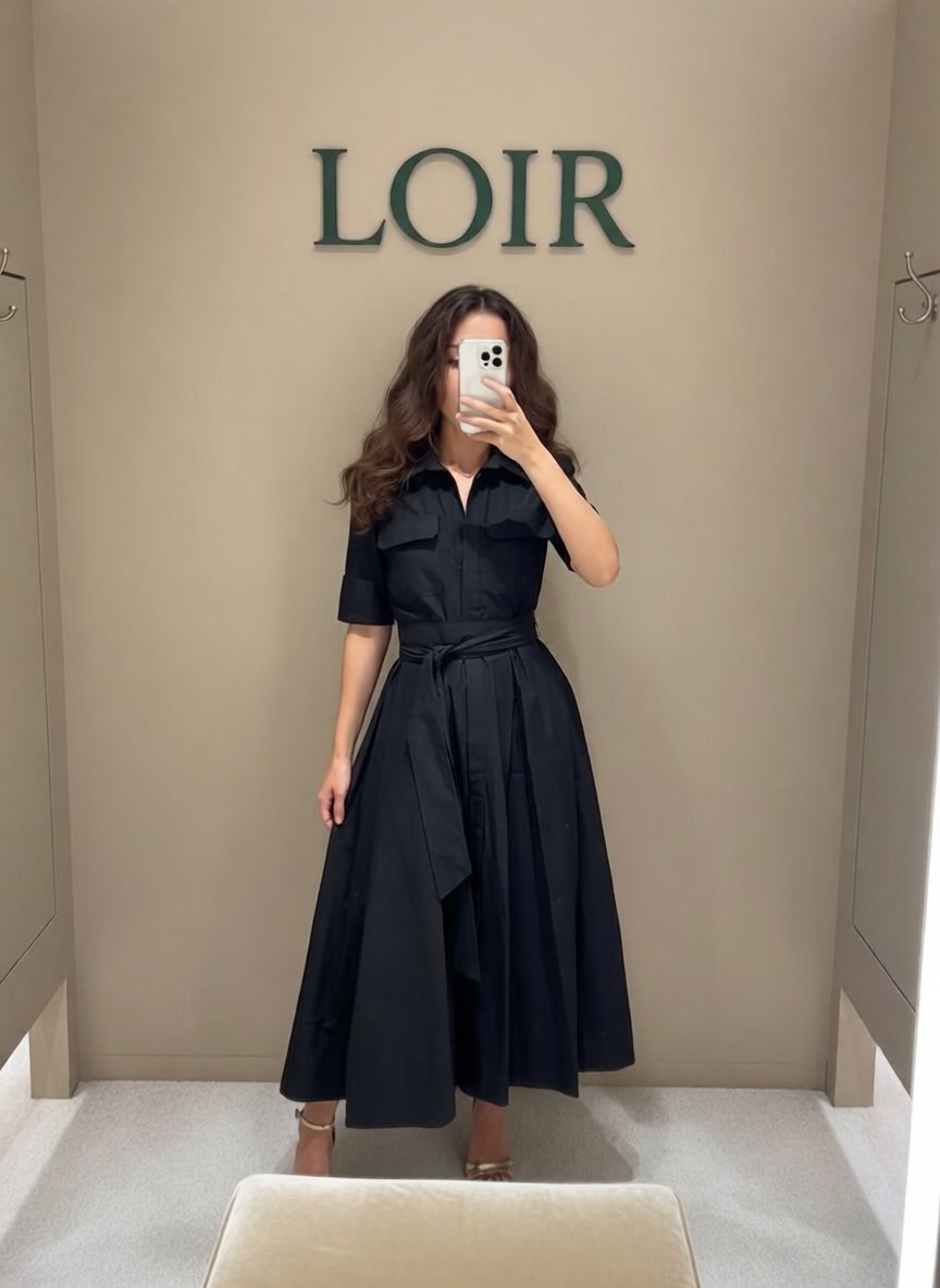 Robe Céleste boutonnée à taille définie