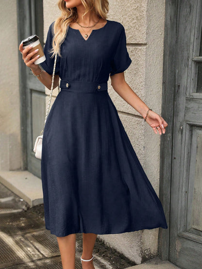 Robe Maxi Manches Chauve-Souris Encolure Entaillée