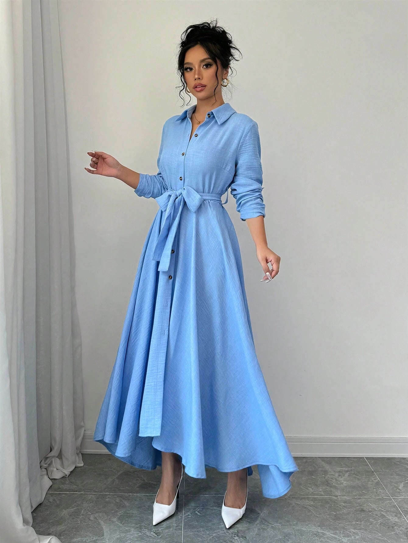 Robe Chemisier Manches Longues