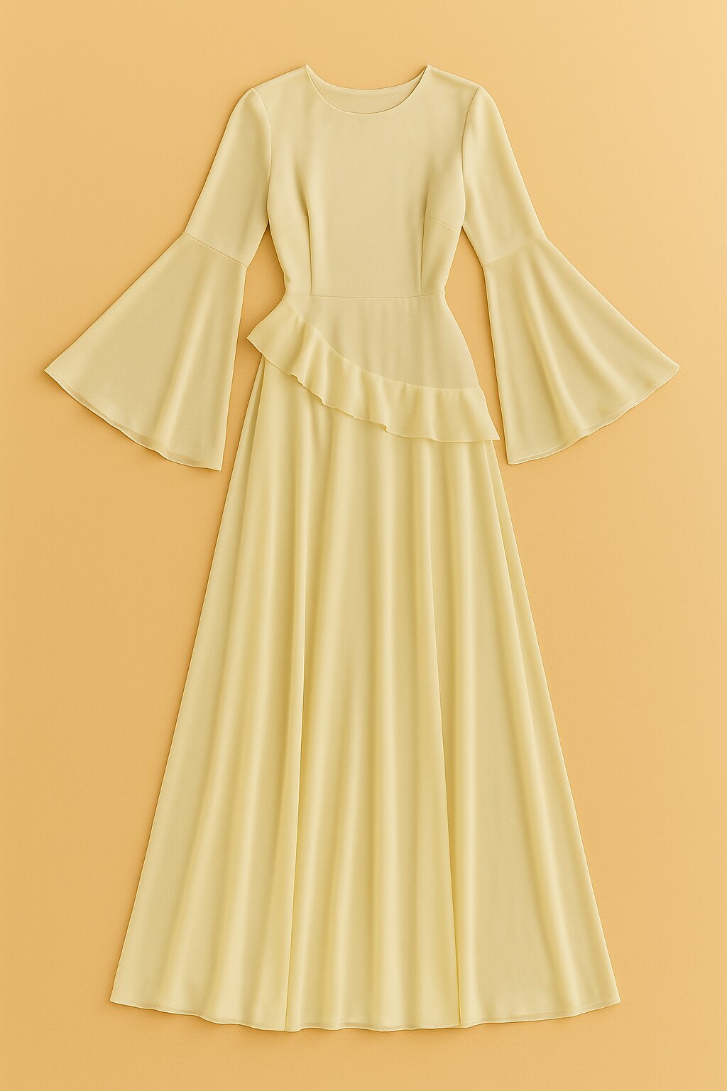 Robe Eulalie longue à volants superposés et manches fluides