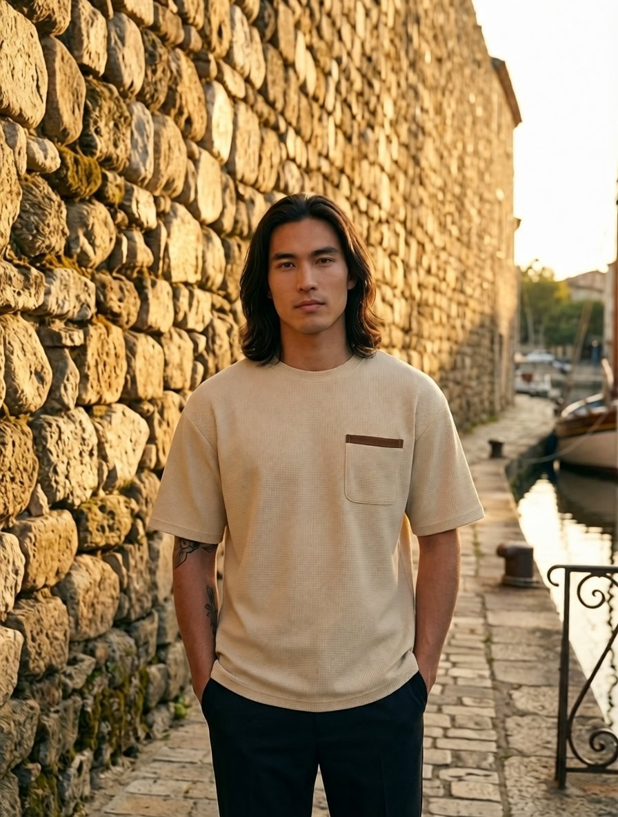 T-shirt Adrien en maille technique avec poche contrastée