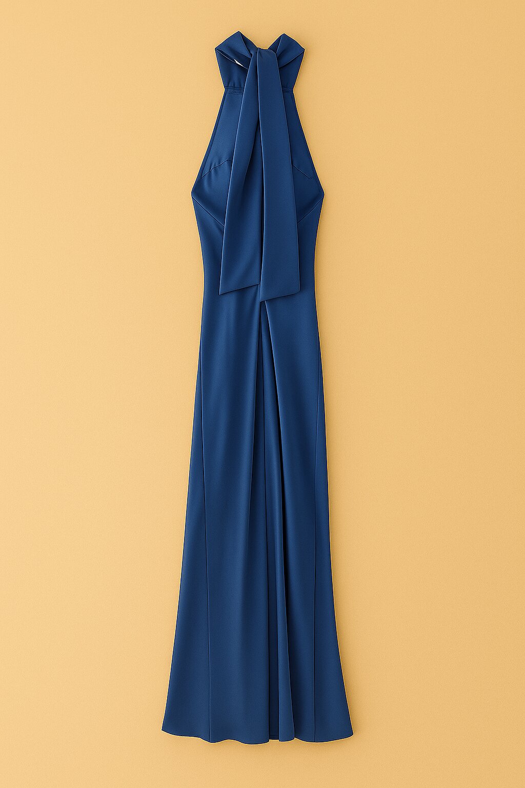 Robe Ophélie en satin drapé bleu profond