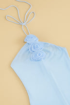 Robe Liora sirène à col montant et fleur brodée