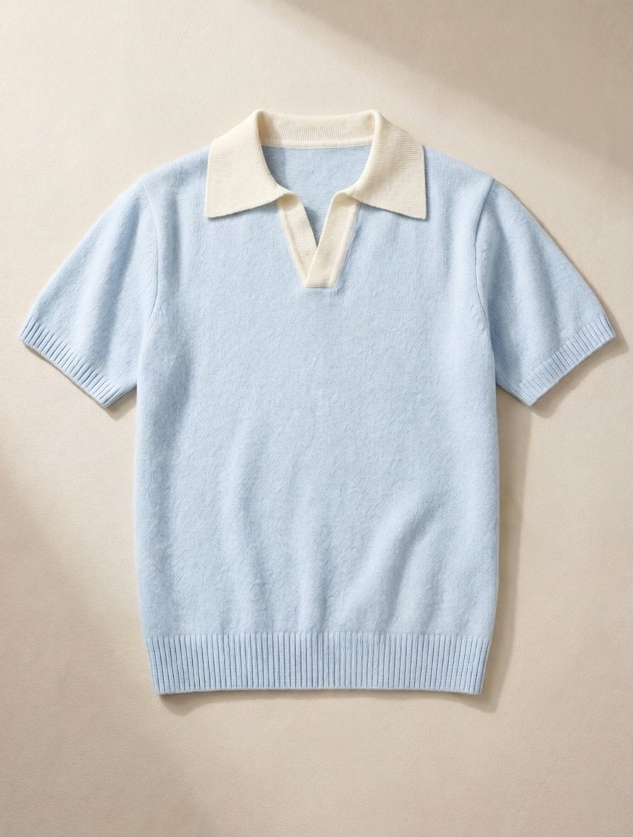 Chemise Polo à Col Contrasté Maille Knitted
