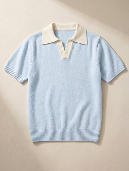 Chemise Polo à Col Contrasté Maille Knitted