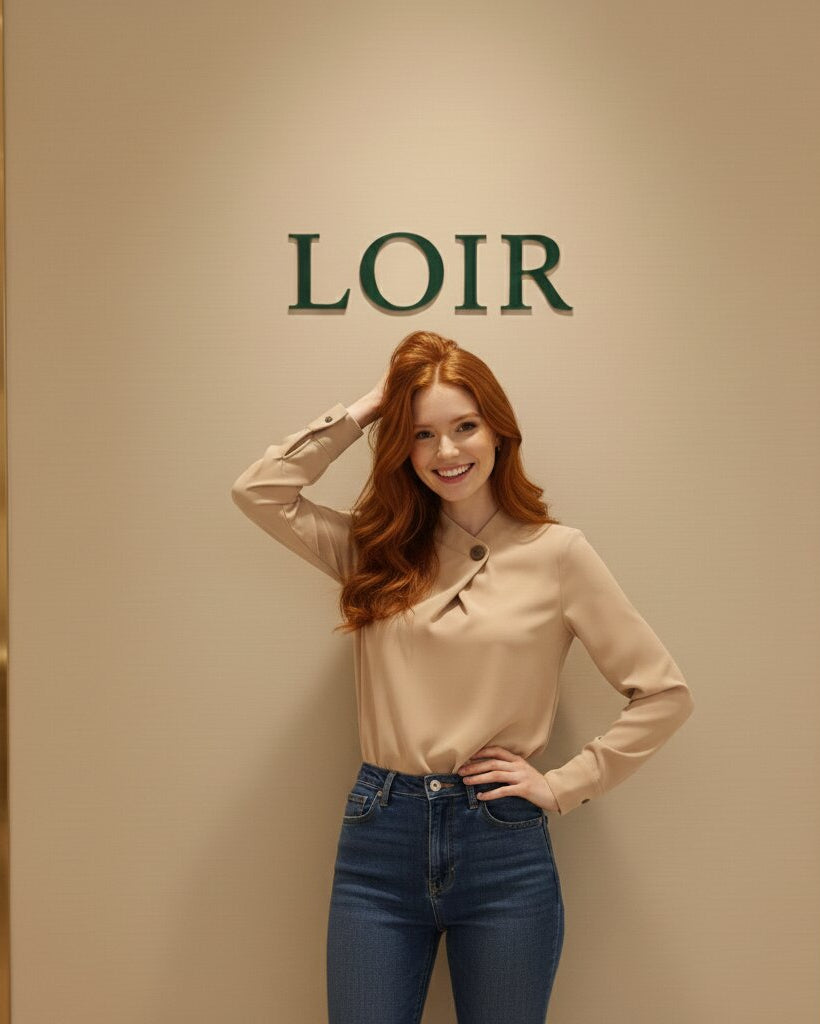 Chemisier Maëlle en beige à bouton