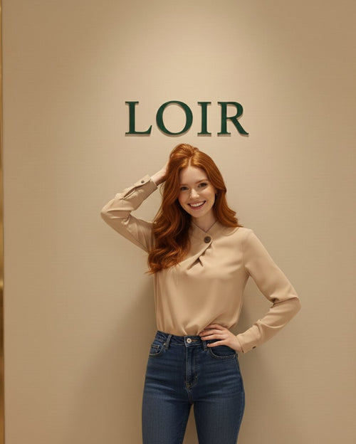 Chemisier Maëlle en beige à bouton