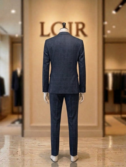 Costume Diplomate à Revers en Bleu à Carreaux Tailoring