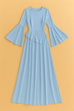 Robe Eulalie longue à volants superposés et manches fluides