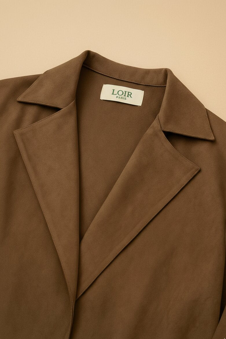 Manteau Daphné ceinturée en suède doux