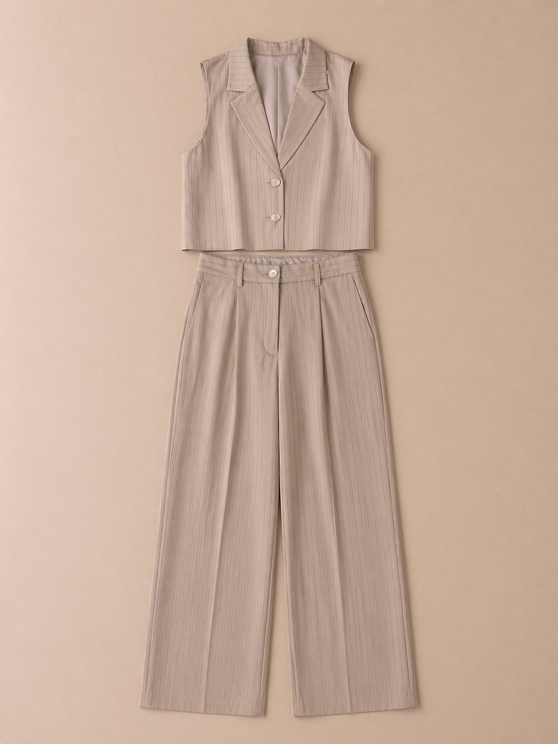 Ensemble Gilet et Pantalon Palazzo à Rayures Signature