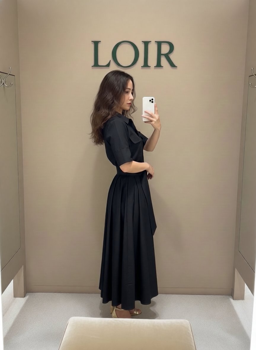 Robe Céleste boutonnée à taille définie