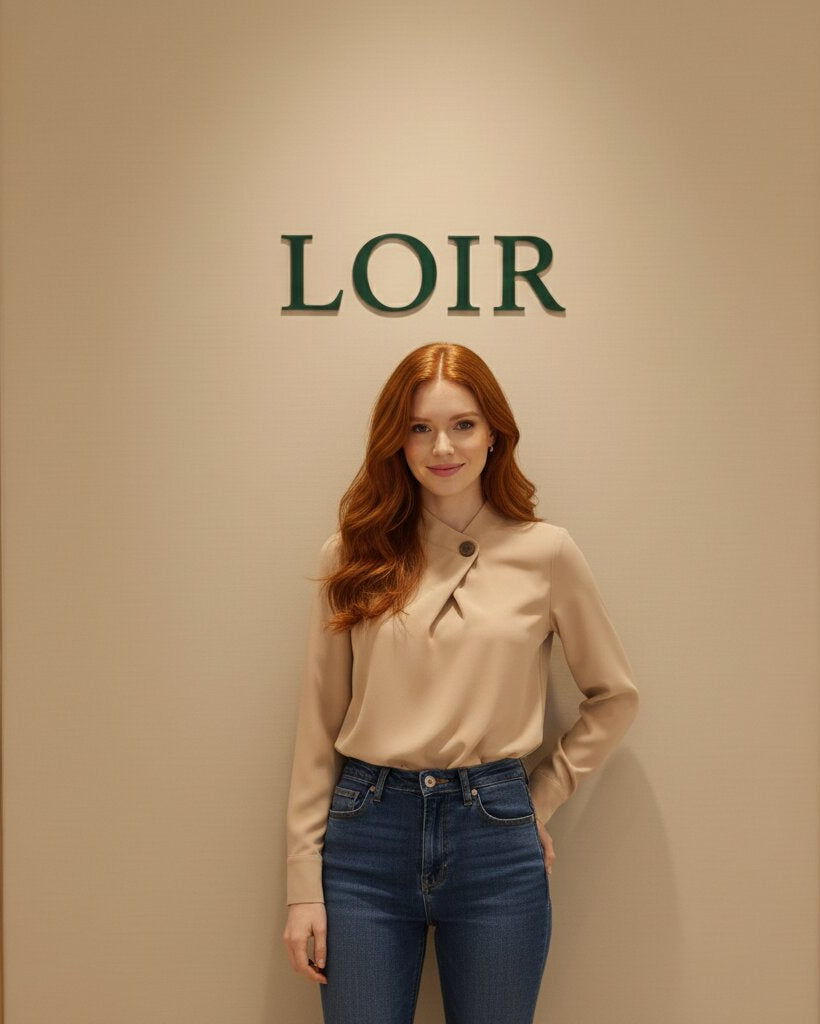 Chemisier Maëlle en beige à bouton