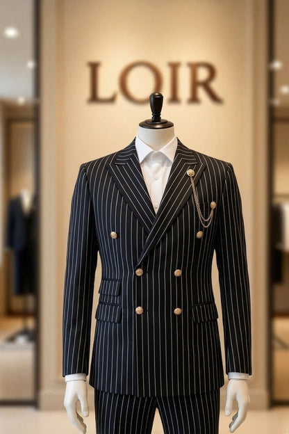 Ensemble Costume Revers Rayé