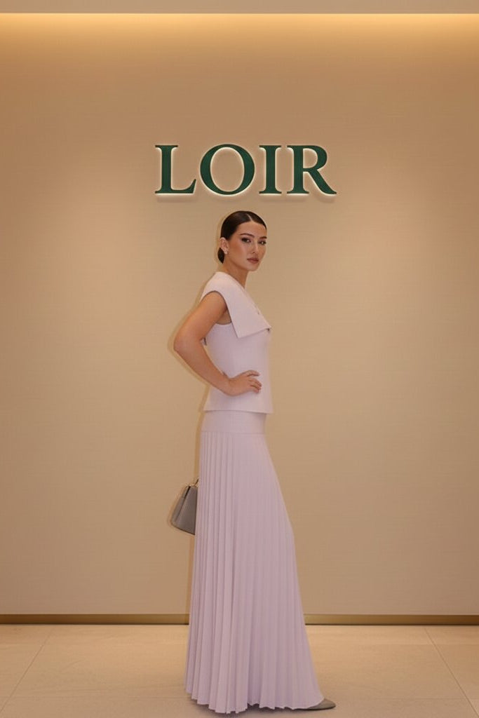 Ensemble Ambrine haut châle et jupe plissée