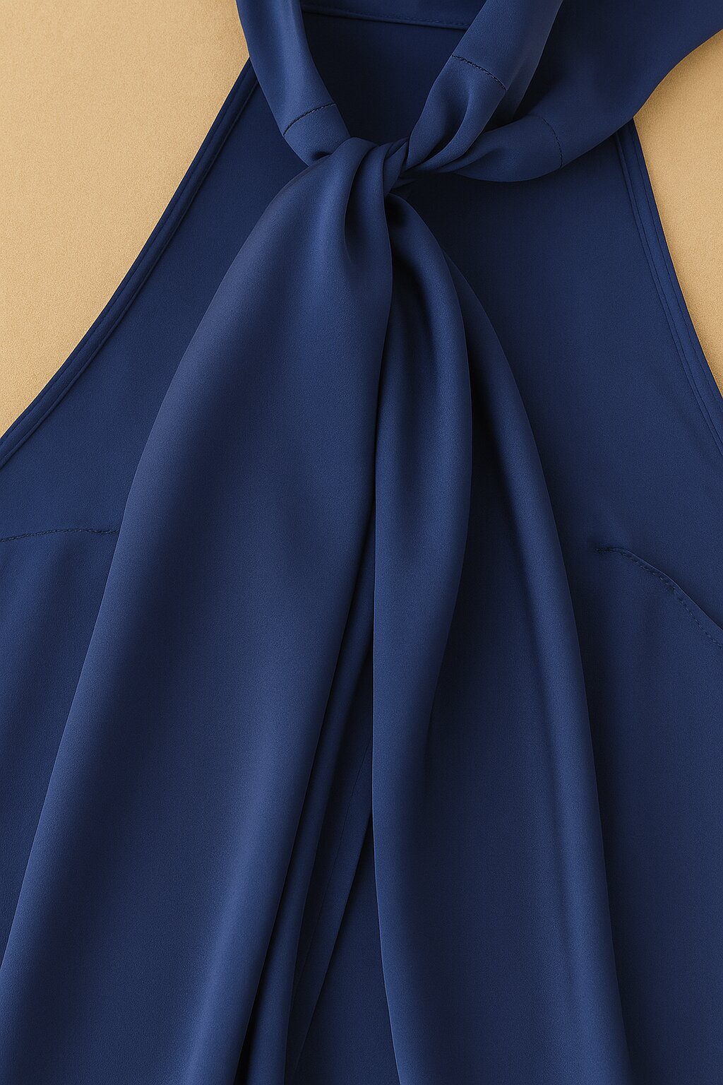 Robe Ophélie en satin drapé bleu profond