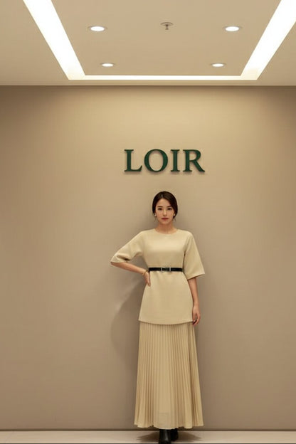 Robe Solange fluide à coupe droite et jupe plissée