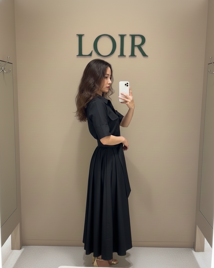 Robe Céleste boutonnée à taille définie