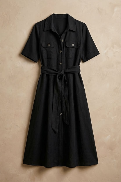 Robe Céleste boutonnée à taille définie