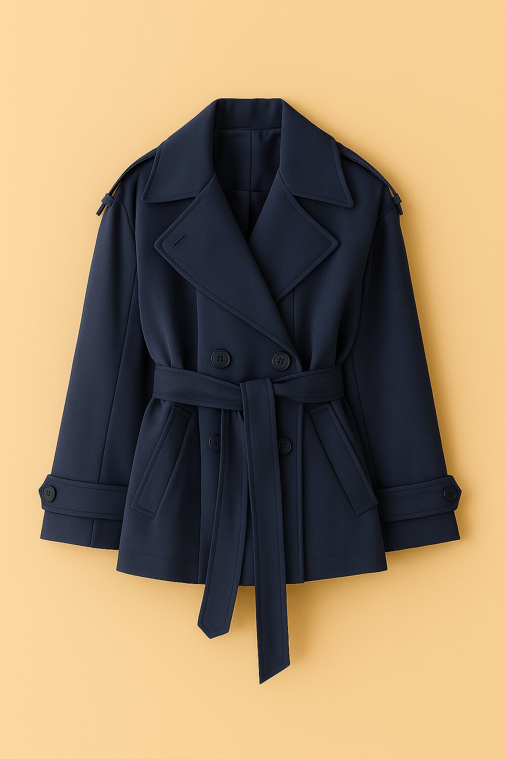 Veste Juliette style trench en sergé camel avec poches frontales