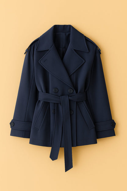 Manteau Juliette style trench en sergé camel avec poches frontales