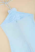 Robe Liora sirène à col montant et fleur brodée