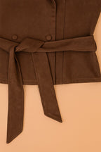 Manteau Daphné ceinturée en suède doux