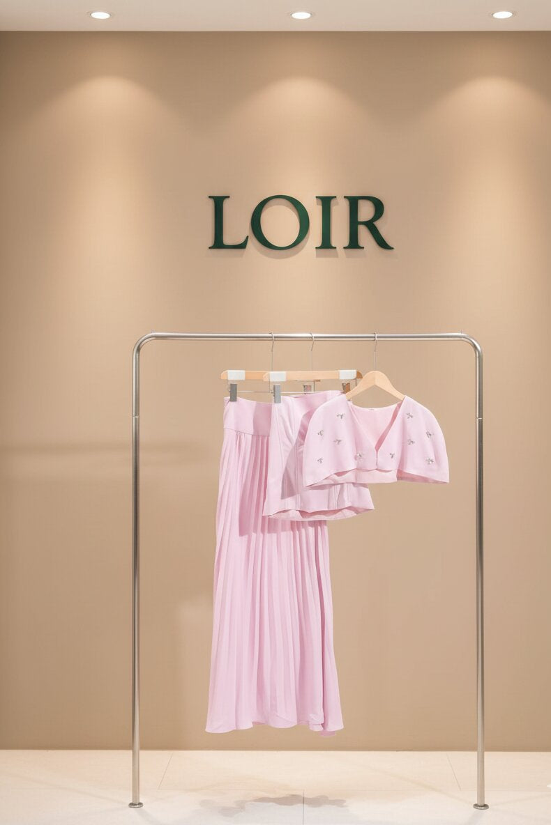 Ensemble Ambrine haut châle et jupe plissée