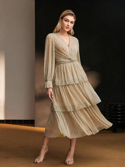 Robe Midi Cocktail à Twist Texturé