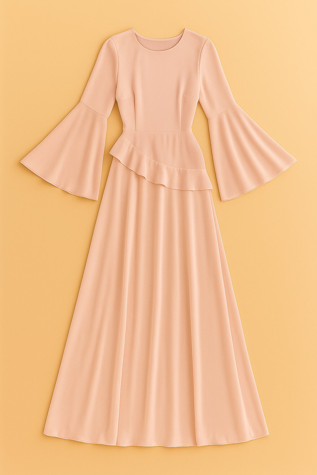 Robe Eulalie longue à volants superposés et manches fluides